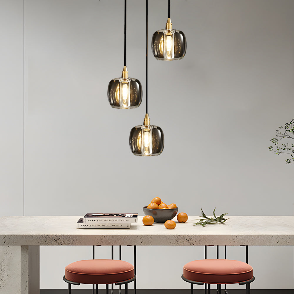Crystal Cube Spiral Staircase Chandelier, Copper Long Drop Light 5