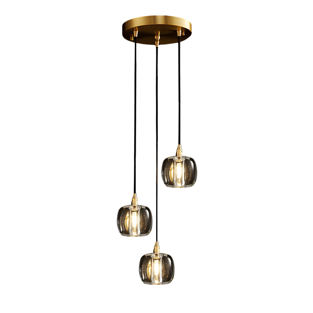 Crystal Cube Spiral Staircase Chandelier, Copper Long Drop Light 18