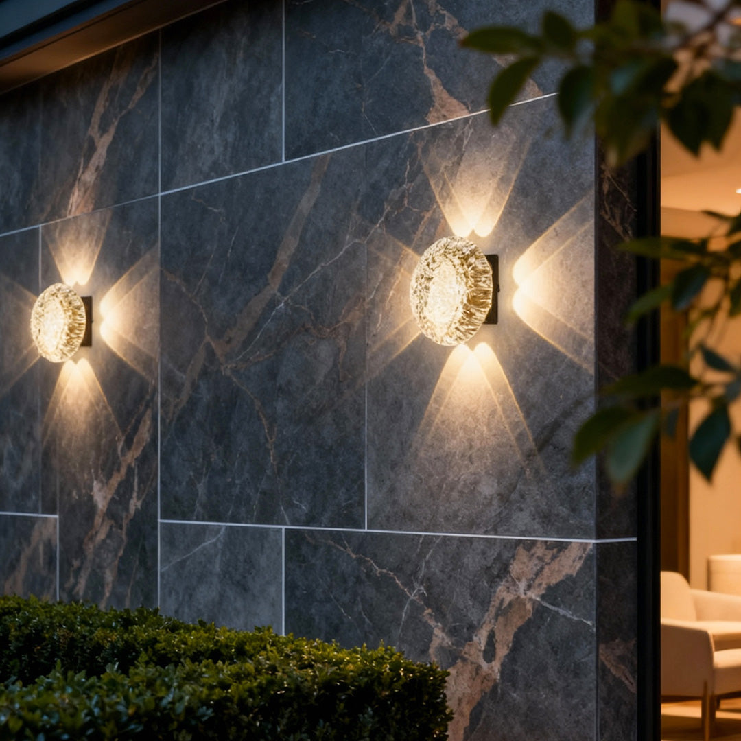 Pebble Shade Outdoor Wall Light, Black Aluminum Porch Light
