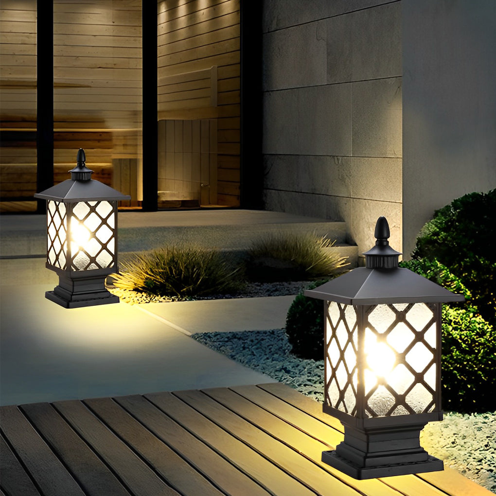 Lantern Pillar Light, Die Cast Aluminum Fence Post Cap Light 7