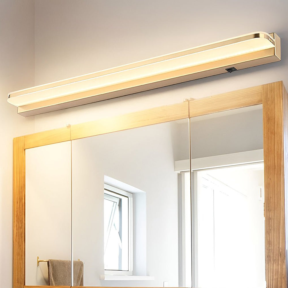 Mirror Panel Vanity Light, Polished Iron LED Bath Bar