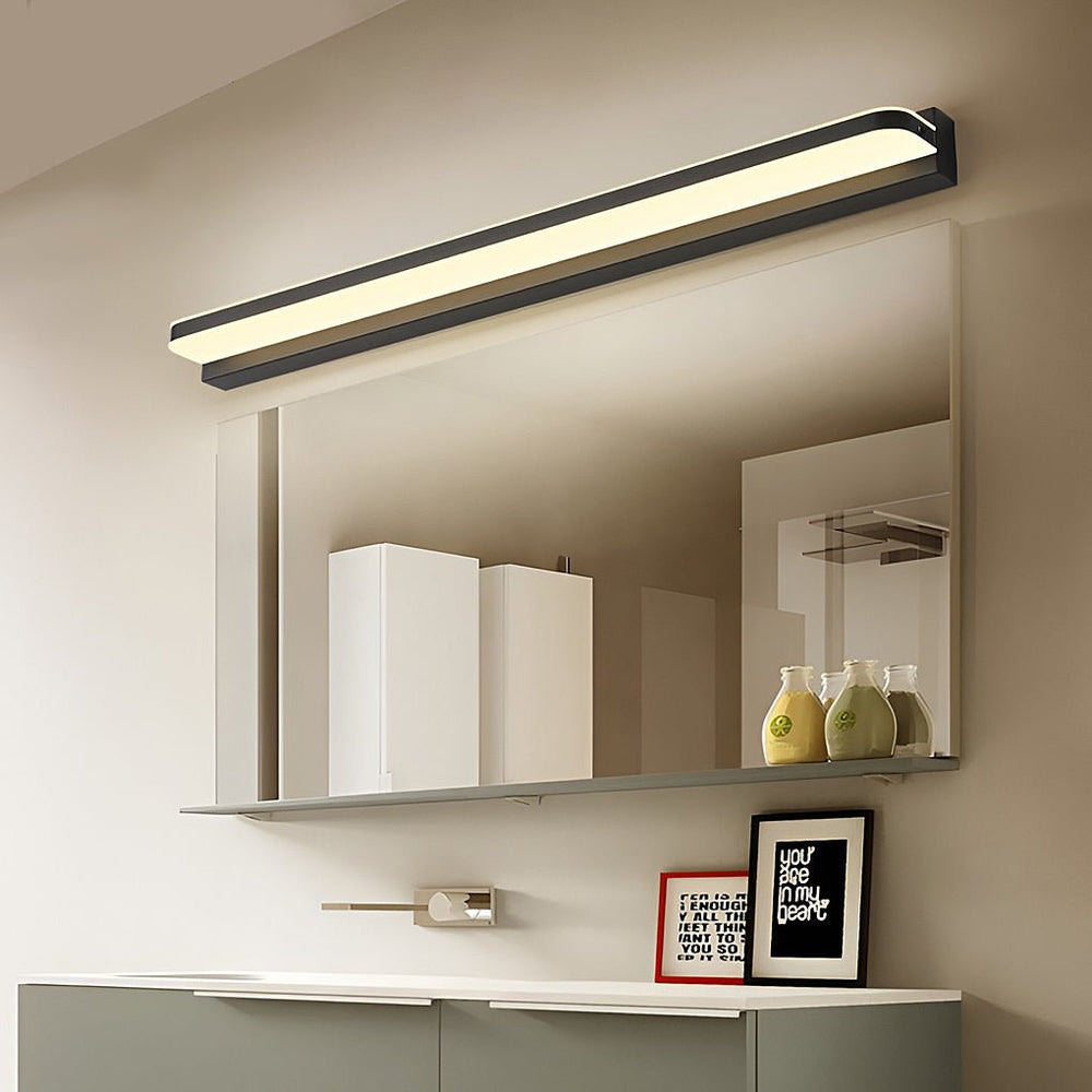 Mirror Panel Vanity Light, Polished Iron LED Bath Bar