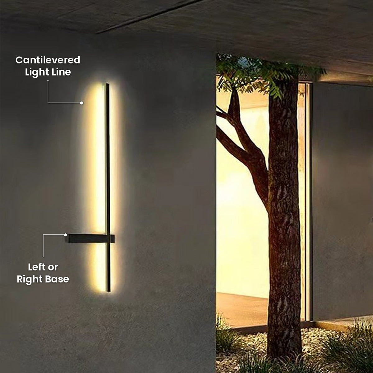 Strip Linear Wall Light: Cantilevered Light Line, Left or Right Base