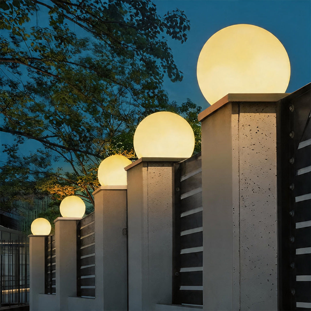 Moon Globe Pillar Light, Textured Resin Outdoor Garden Light 3