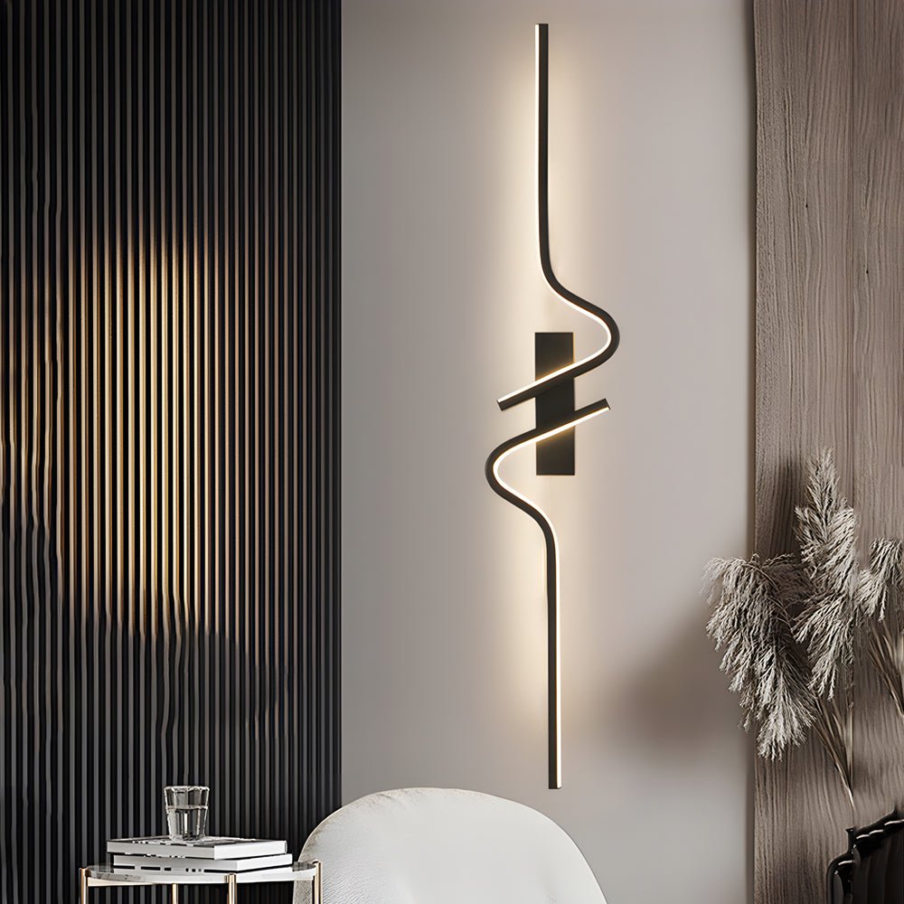 Wave Curve Wall Sconce, Black Aluminum Linear Light