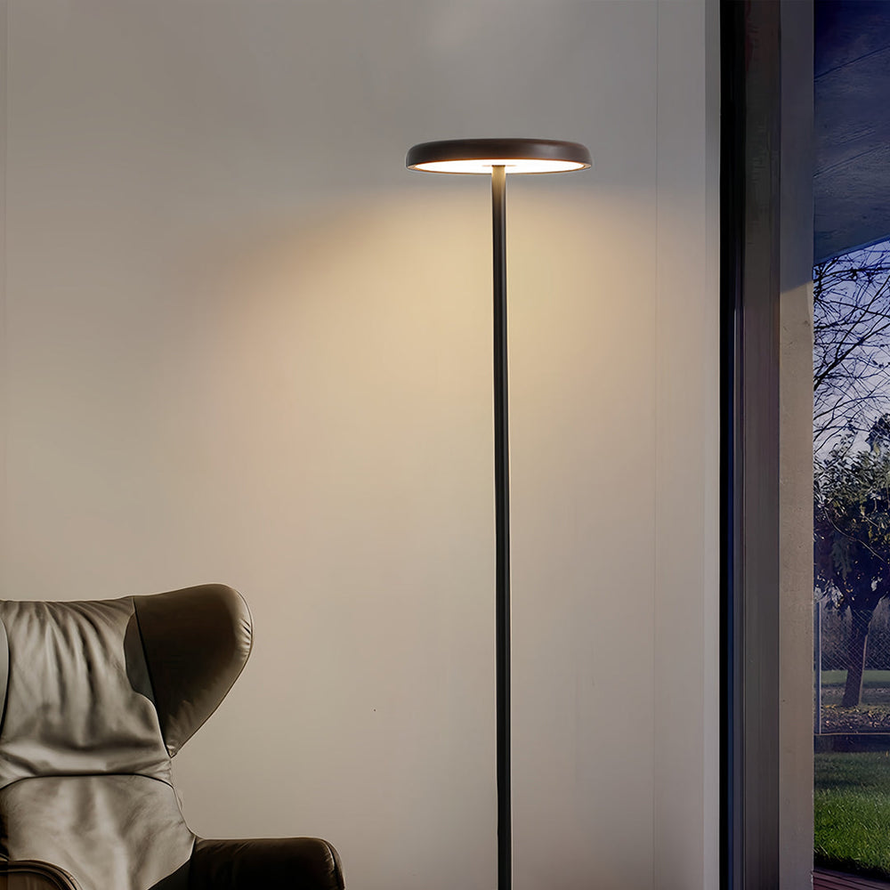 Marble Base Floor Lamp, Walnut Dimmable LED Standing Uplight, view 5