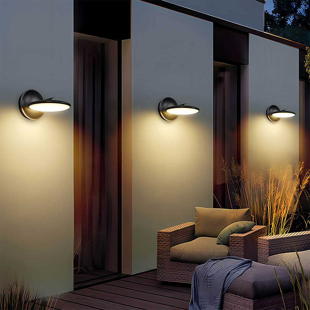 Swivel Disc Outdoor Wall Light, Cast Aluminum Patio Light