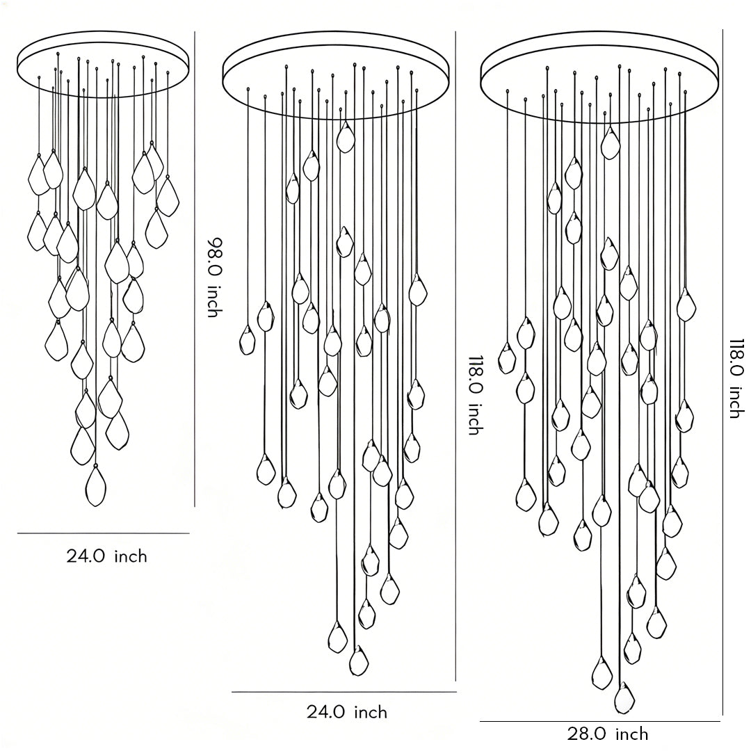 Spiral Crystal Staircase Chandelier, Gold and Crystal LED