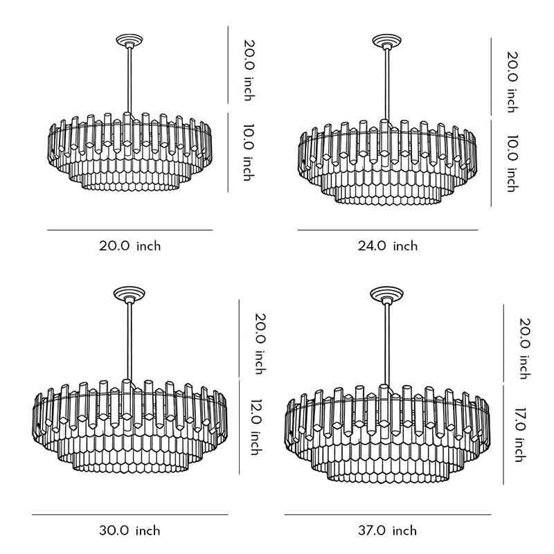 Tiered Smoke Crystal Drum Chandelier, Gold Iron Ceiling Light 16