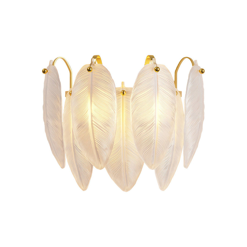 Feather Glass Wall Sconce, French Copper Wall Light, view 7