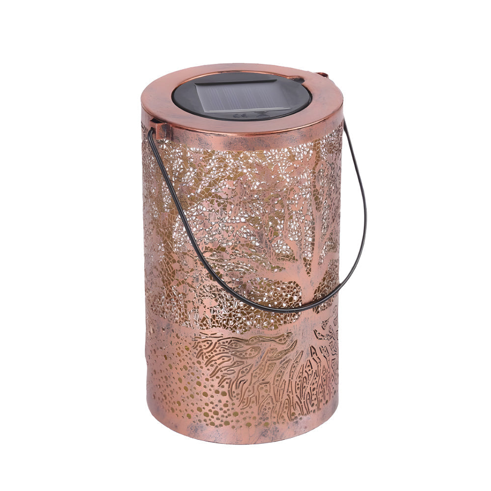 Set of 2 Tree of Life Solar Lanterns, Copper Iron Hanging Lanterns 9