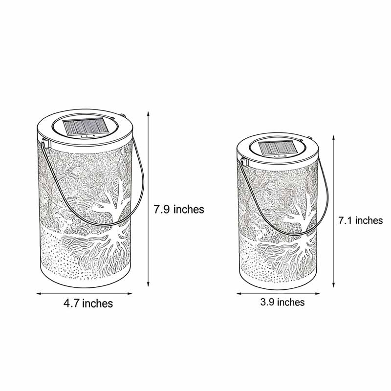 Set of 2 Tree of Life Solar Lanterns, Copper Iron Hanging Lanterns 10