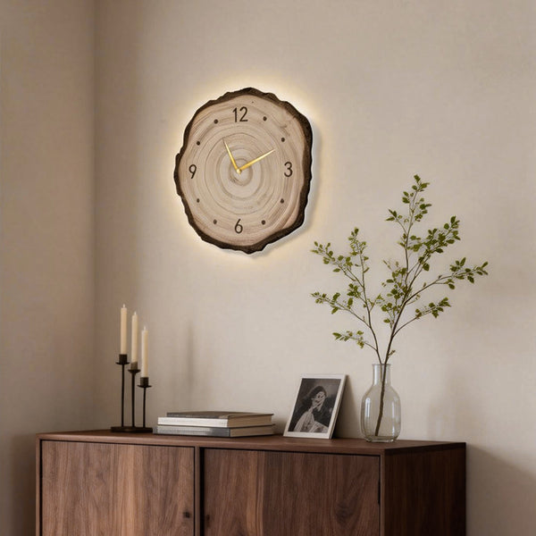Tree Ring Wall Clock Light