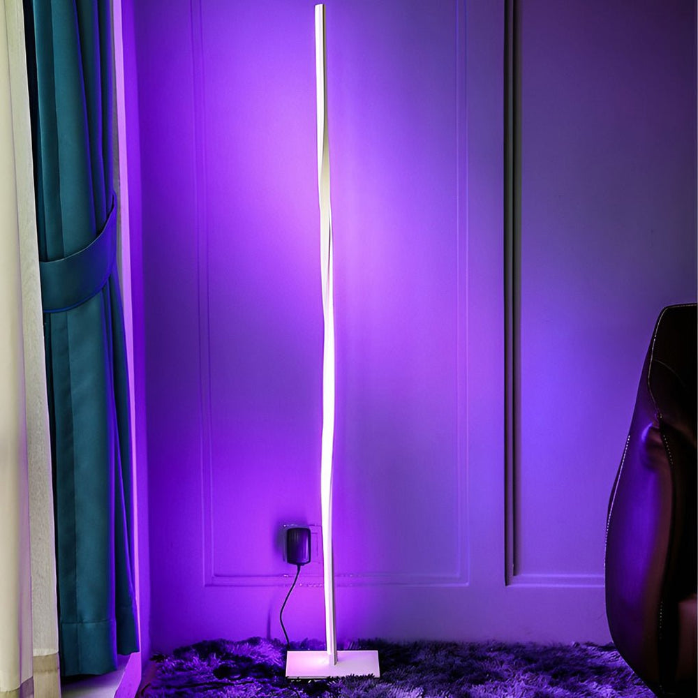 Twisted Column Floor Lamp, Black Sculptural LED Standing Light, view 6