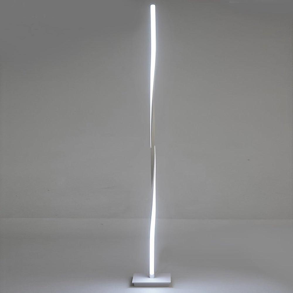 Twisted Column Floor Lamp, Black Sculptural LED Standing Light, view 7