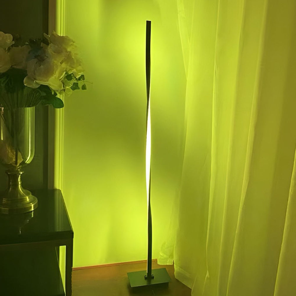 Twisted Column Floor Lamp, Black Sculptural LED Standing Light, view 3