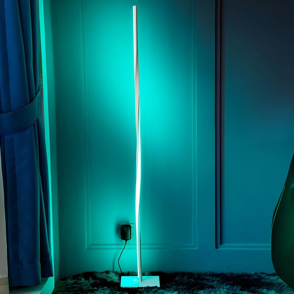 Twisted Column Floor Lamp, Black Sculptural LED Standing Light, view 5