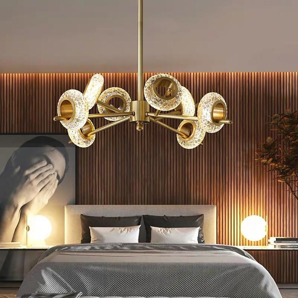 Brass Halo Crystal Chandelier, Gold Sputnik Ceiling Light 7