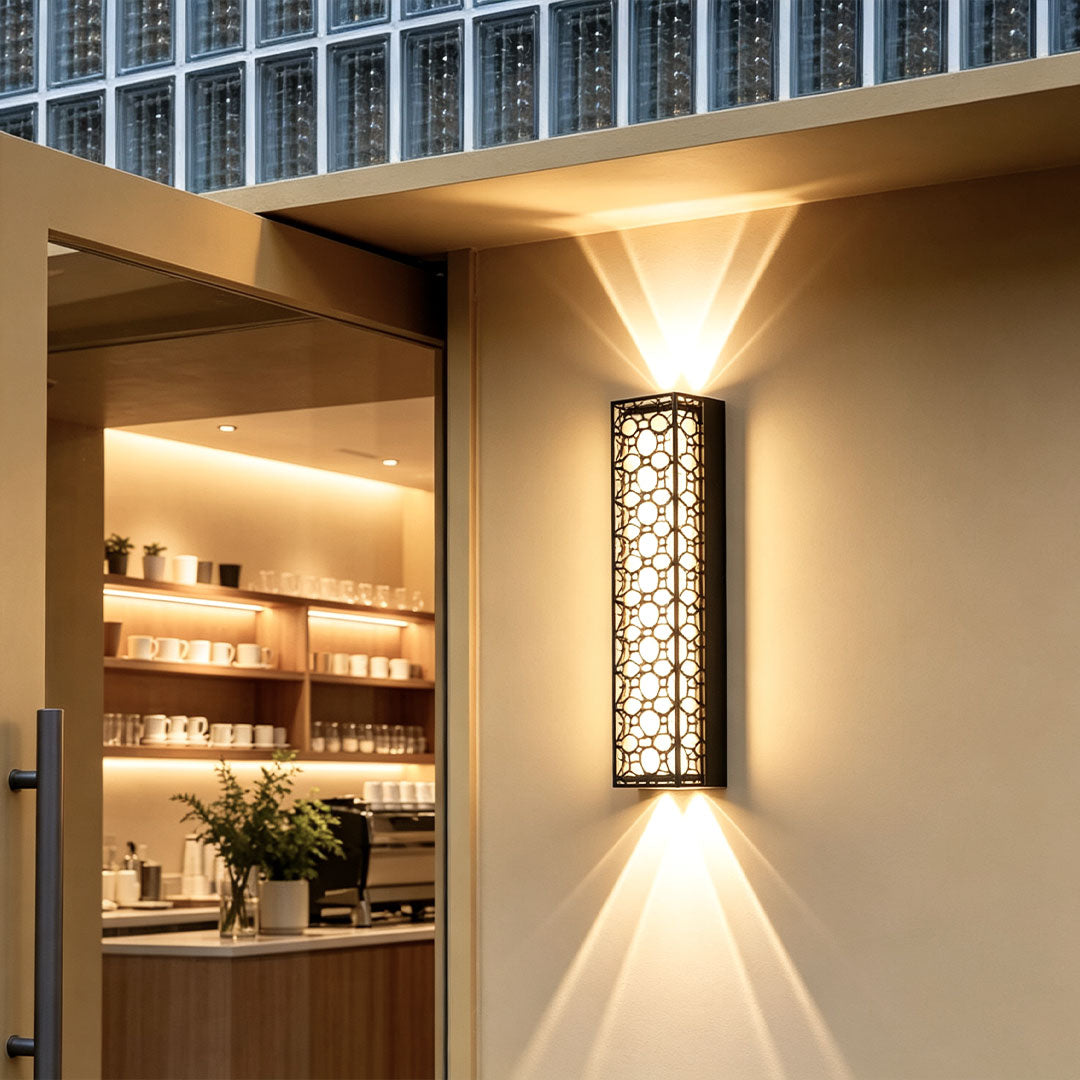 Pebble Cut Outdoor Sconce, Aluminum Up and Down Wall Light