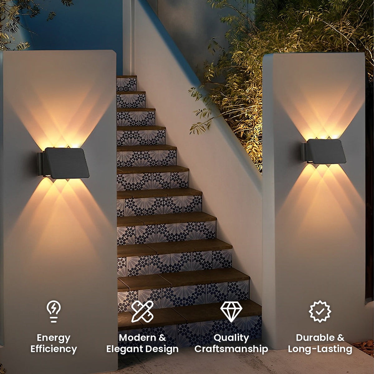 Up and Down Solar Wall Sconce: energy efficiency, modern and elegant design, quality craftsmanship, durable and long-lasting