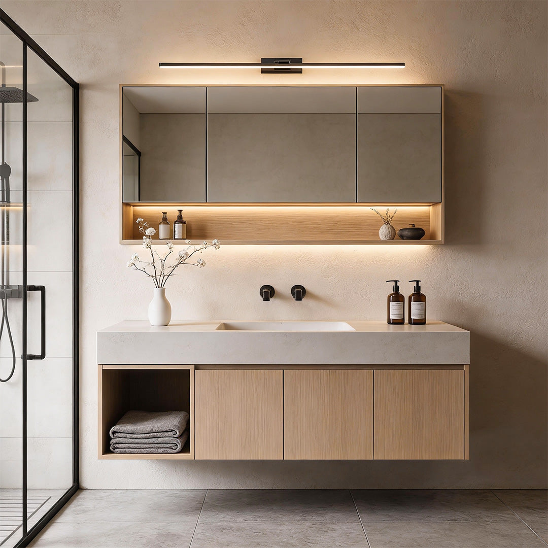 Rotating Arm Vanity Light, Copper and Acrylic Bar Light