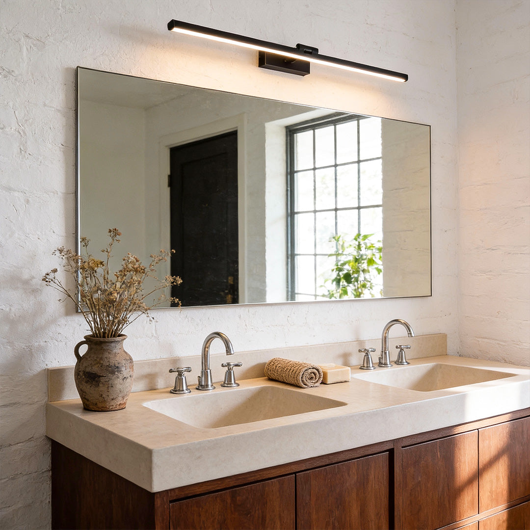 Rotating Arm Vanity Light, Copper and Acrylic Bar Light