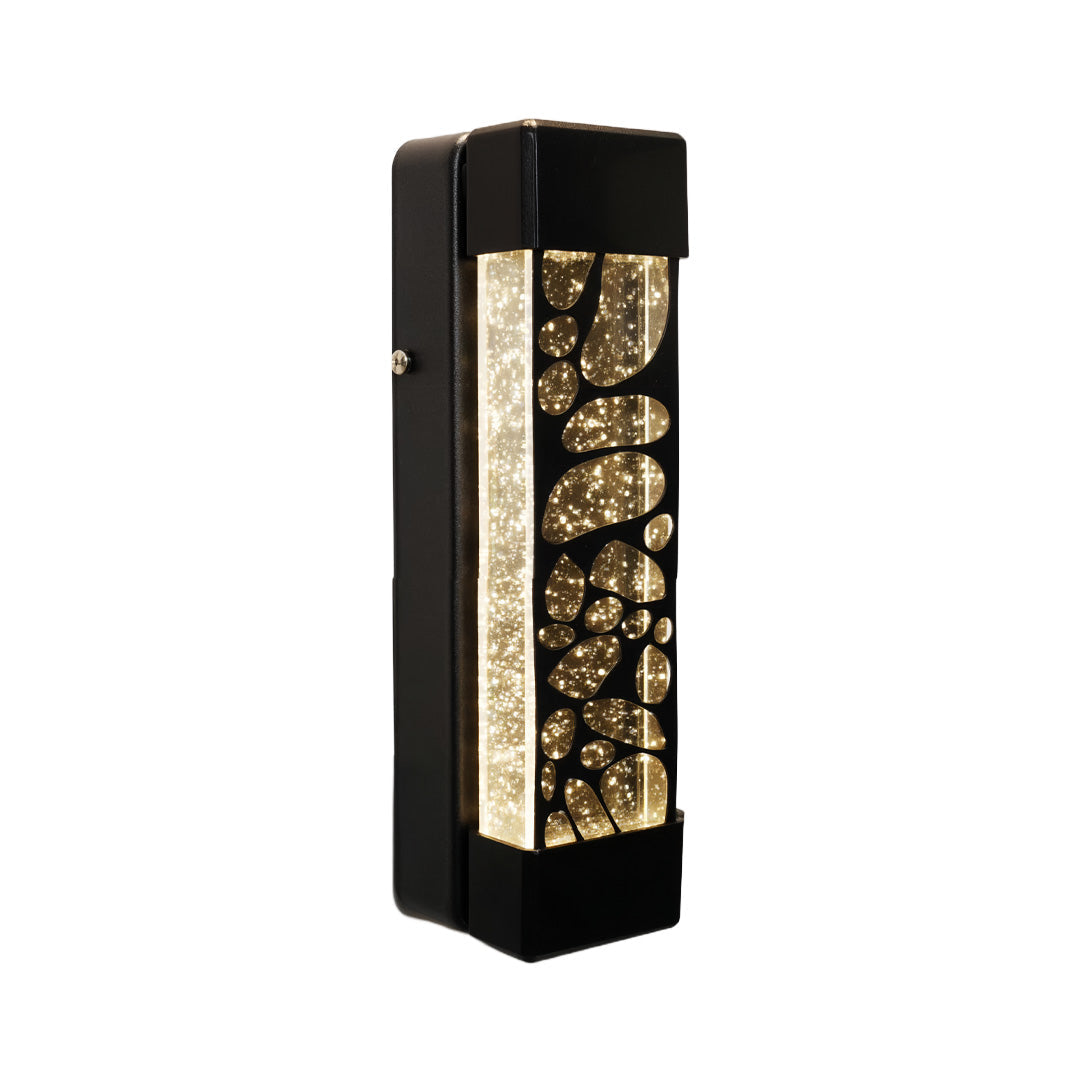 Crystal Bar Outdoor Wall Light, Black Aluminum Entry Sconce