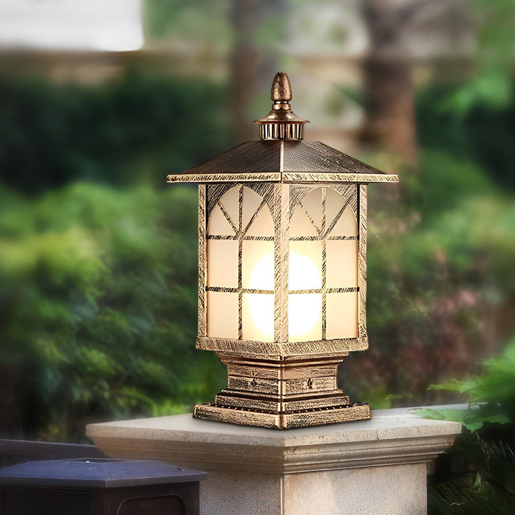Lantern Pillar Light, Die Cast Aluminum Fence Post Cap Light 9