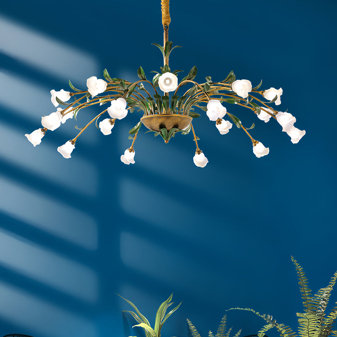 Chandelier in a bedroom