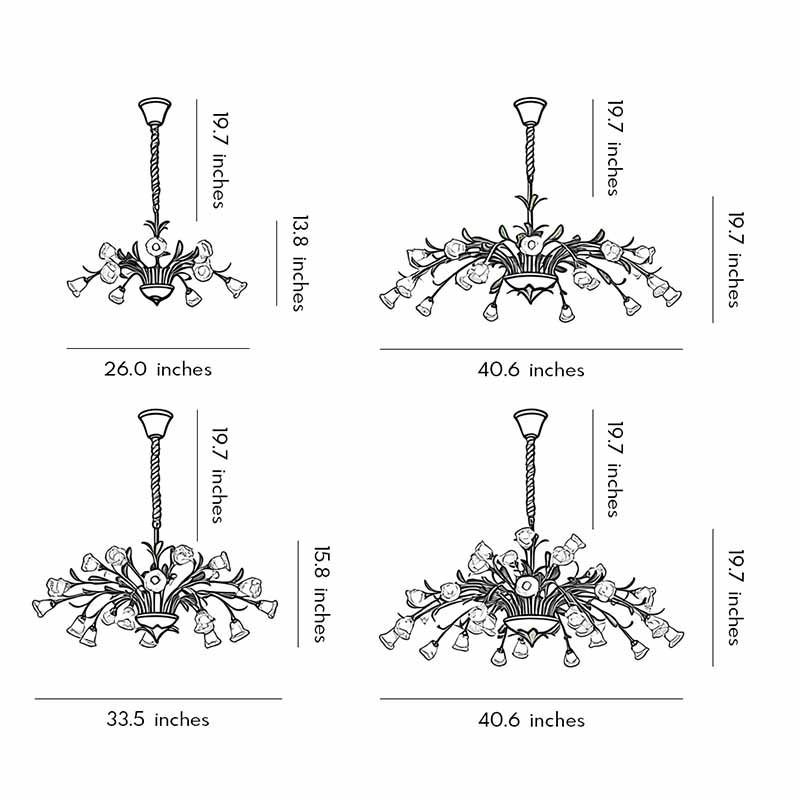 Dimension diagram for all four frames