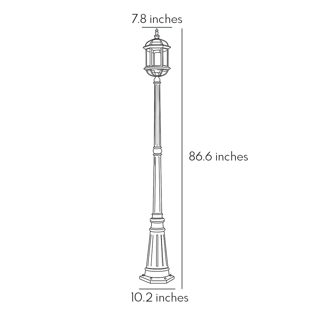 Tall Vintage Lantern Lamp Post, Black Aluminum Garden Post Light