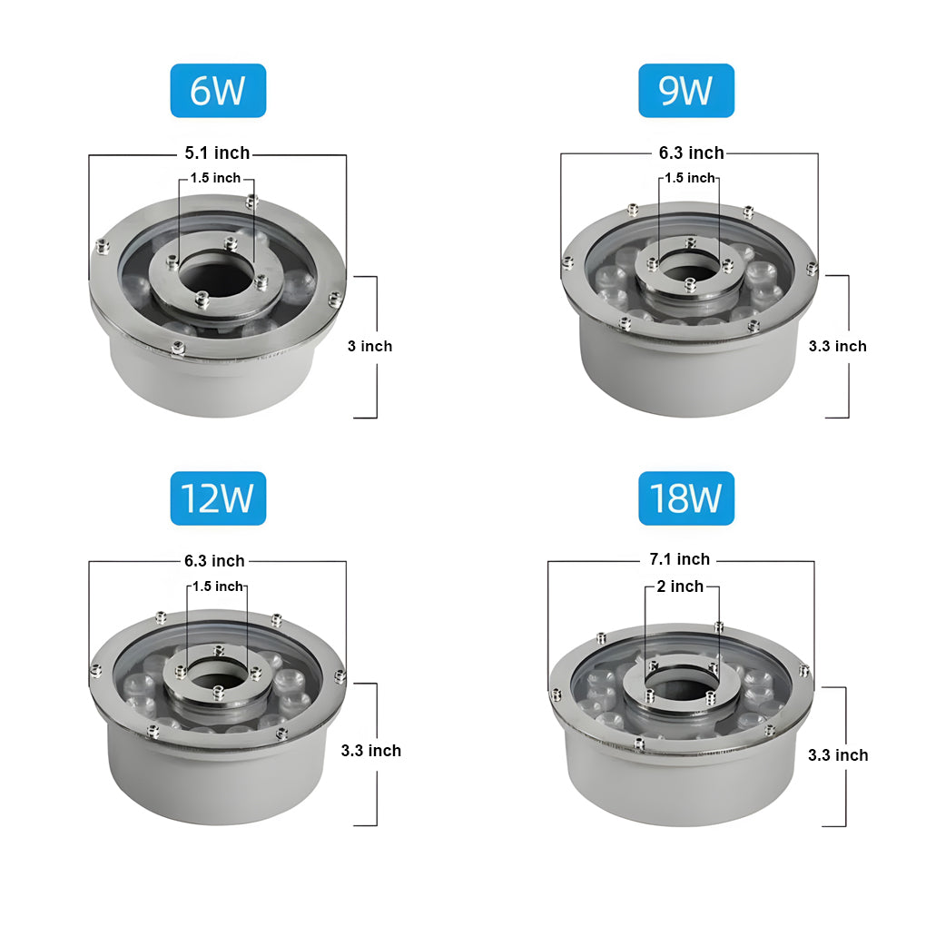 Ring Fountain Underwater Light, Stainless Steel Pond Light 19