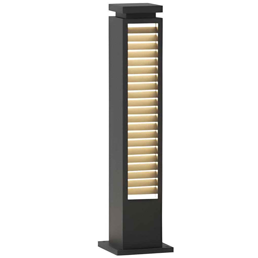 Louvered Bollard Light, Stainless Steel Slatted Pathway Post, view 13