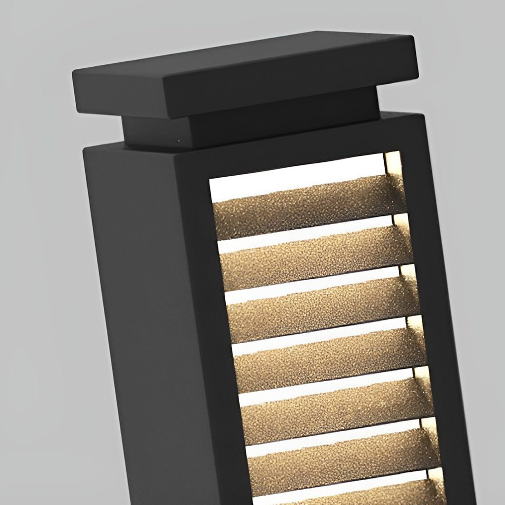 Louvered Bollard Light, Stainless Steel Slatted Pathway Post, view 8