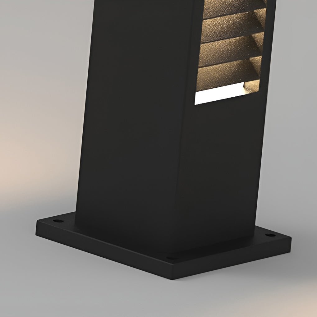 Louvered Bollard Light, Stainless Steel Slatted Pathway Post, view 9