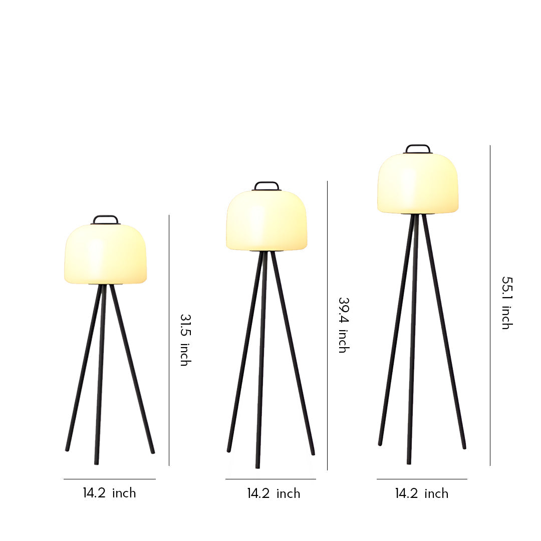Cordless Patio Floor Lamp, White Stainless Steel Garden Light