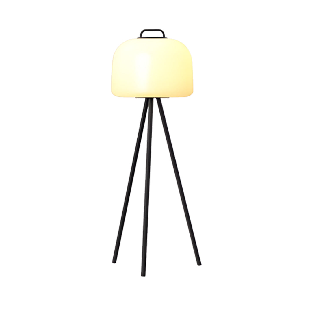Cordless Patio Floor Lamp, White Stainless Steel Garden Light