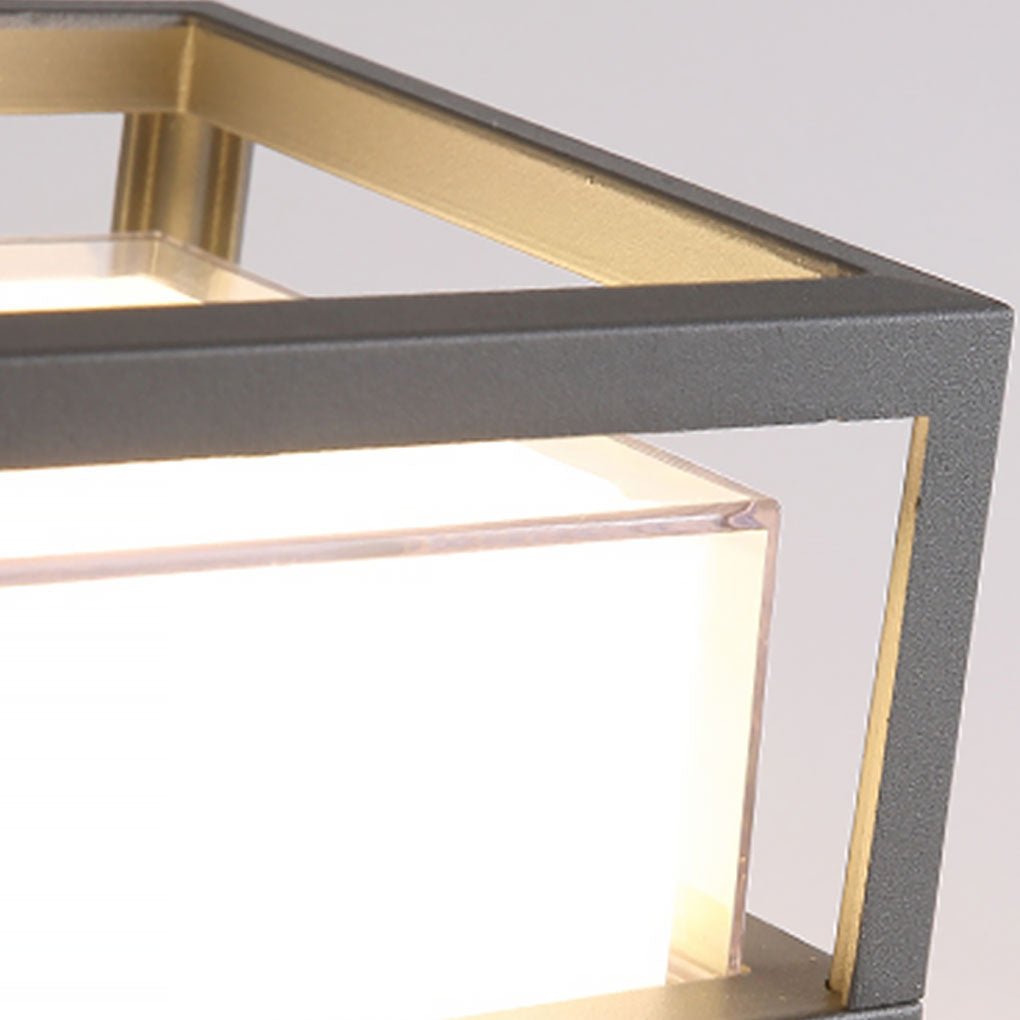 Stepped Cube Pillar Light, Black Aluminum Post Cap Light 5
