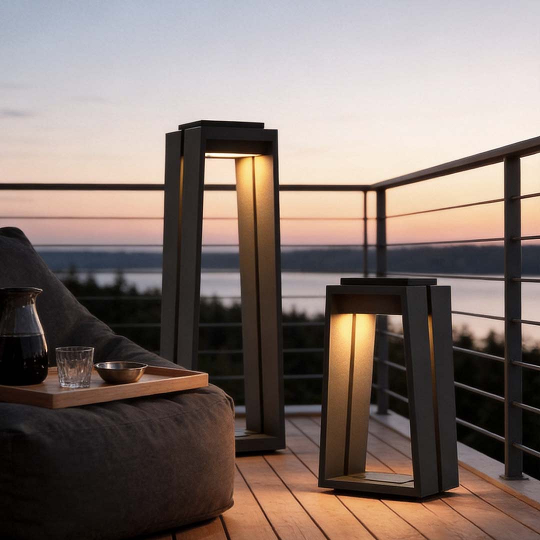 Tapered Trapezoid Solar Deck Light, Modern Landscape Path Light