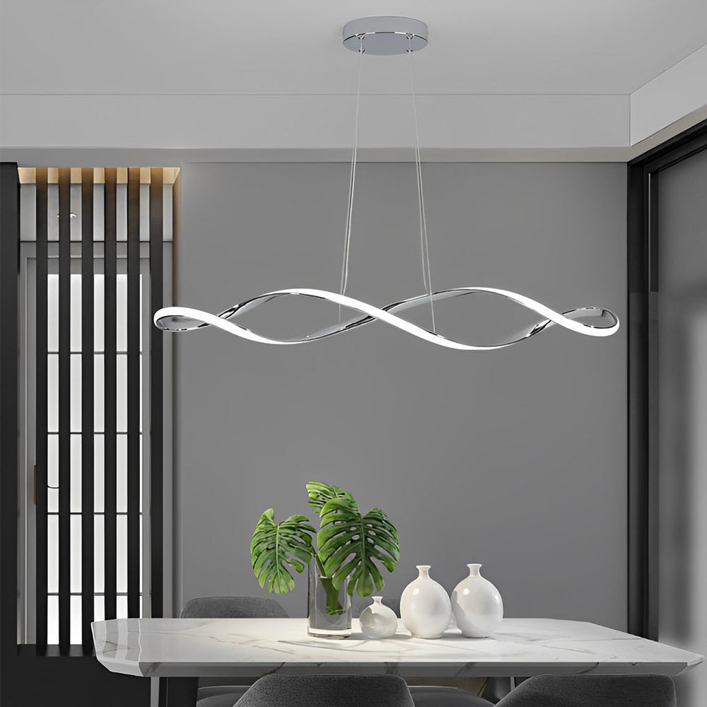 Waveform LED Linear Pendant, Plated Aluminum Wave Ceiling Light