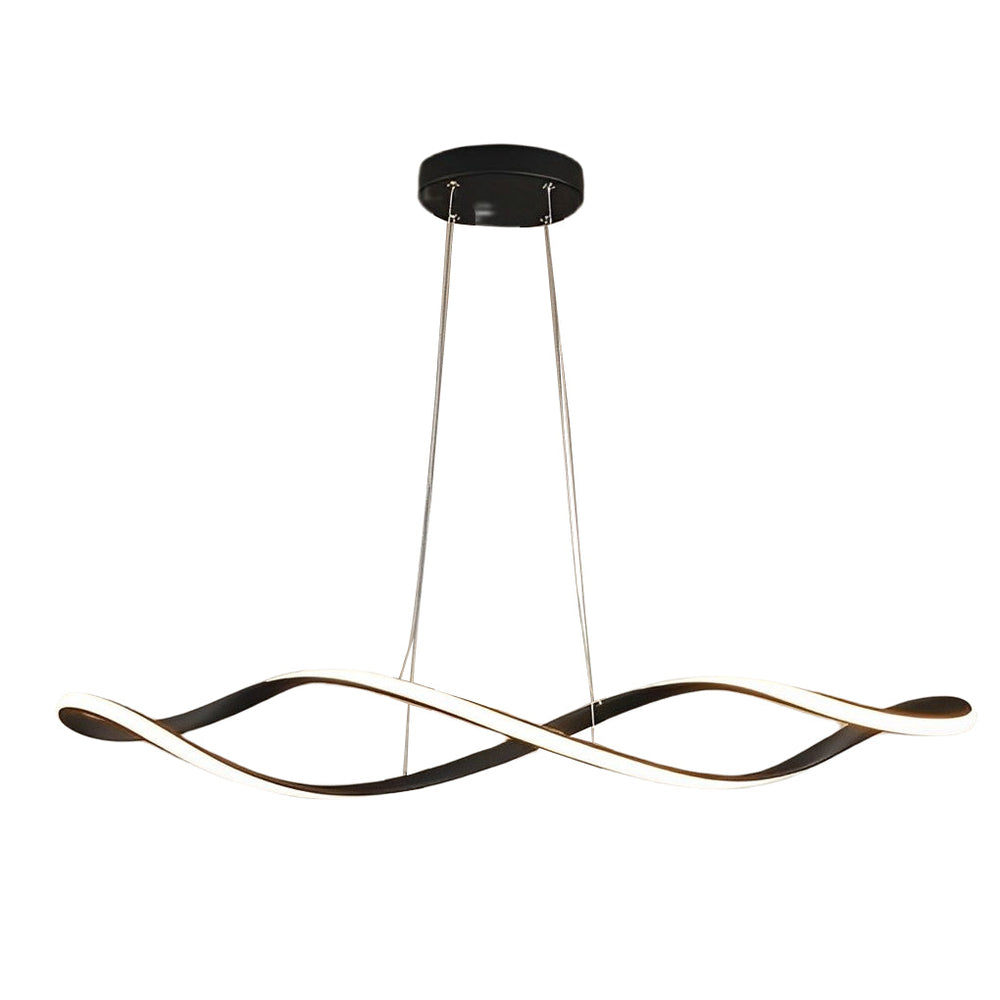 Waveform LED Linear Pendant, Plated Aluminum Wave Ceiling Light
