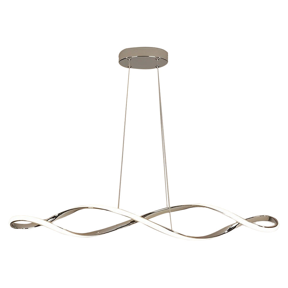 Waveform LED Linear Pendant, Plated Aluminum Wave Ceiling Light