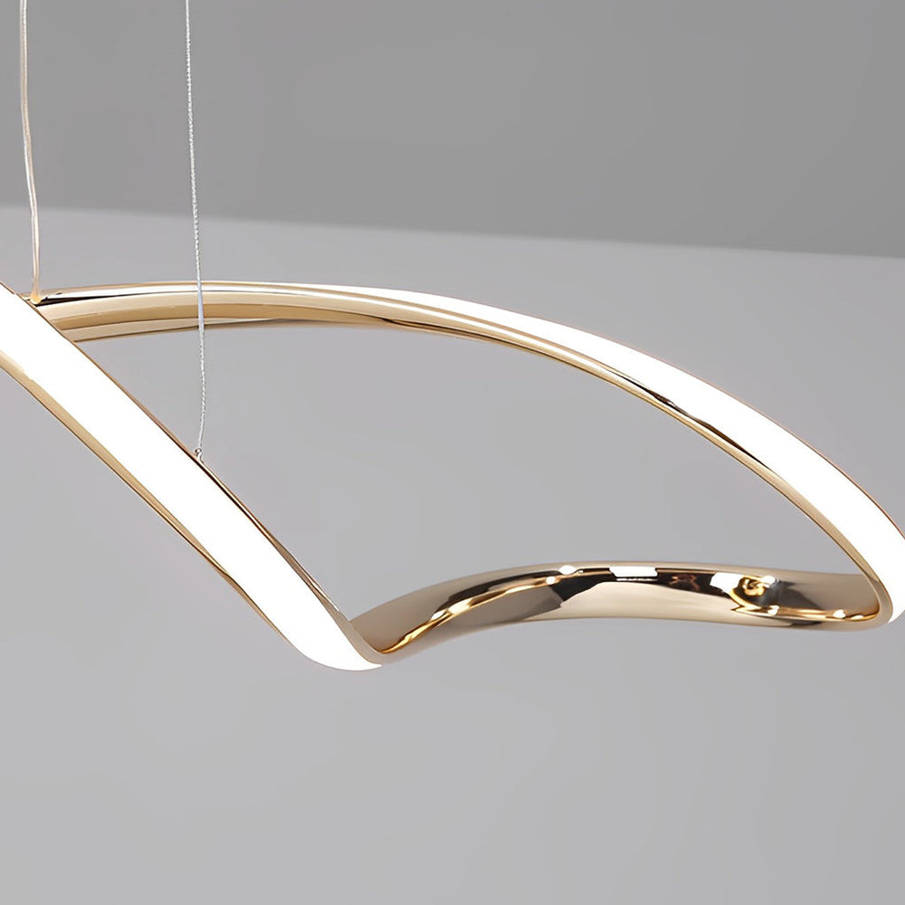 Waveform LED Linear Pendant, Plated Aluminum Wave Ceiling Light