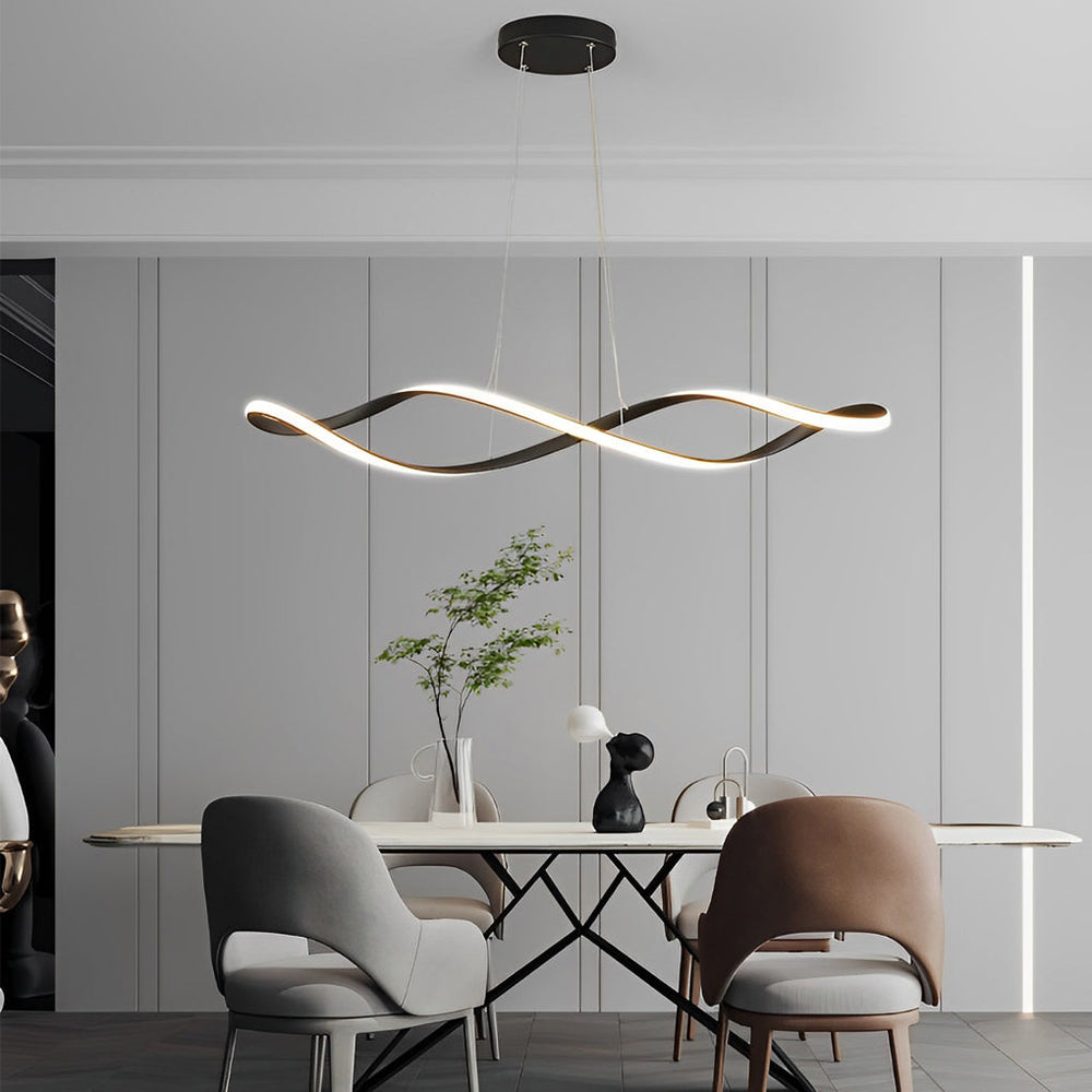 Waveform LED Linear Pendant, Plated Aluminum Wave Ceiling Light