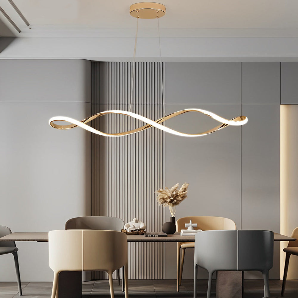 Waveform LED Linear Pendant, Plated Aluminum Wave Ceiling Light