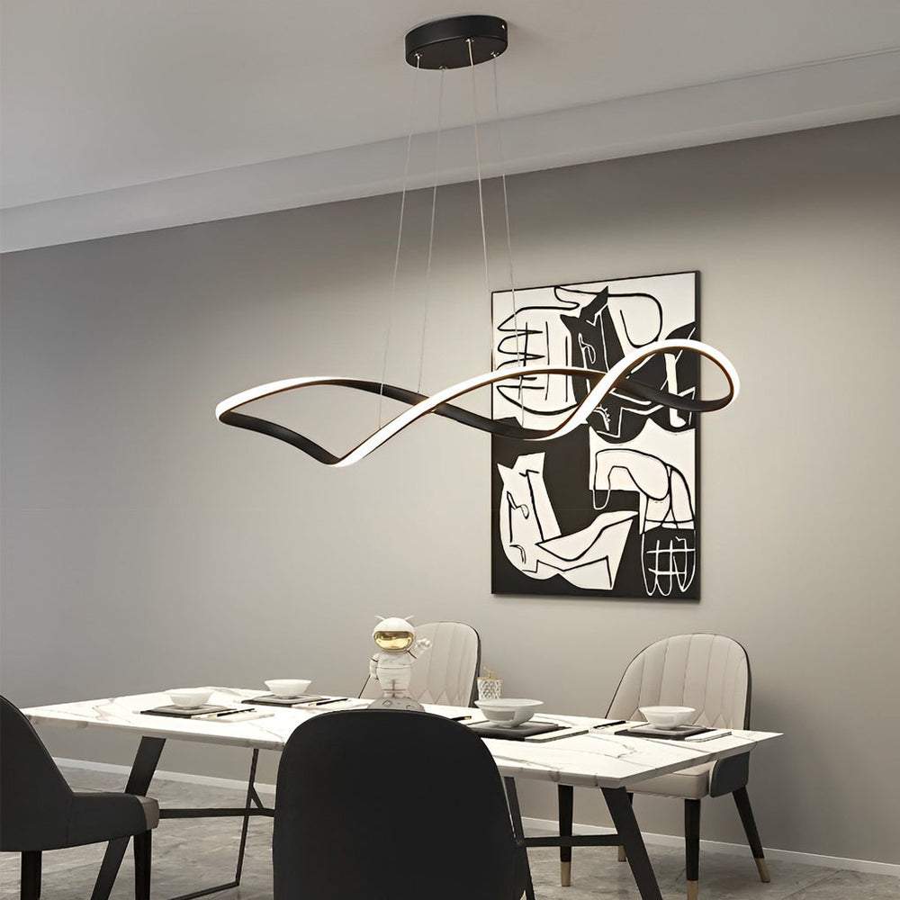 Waveform LED Linear Pendant, Plated Aluminum Wave Ceiling Light