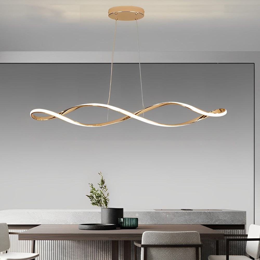 Waveform LED Linear Pendant, Plated Aluminum Wave Ceiling Light