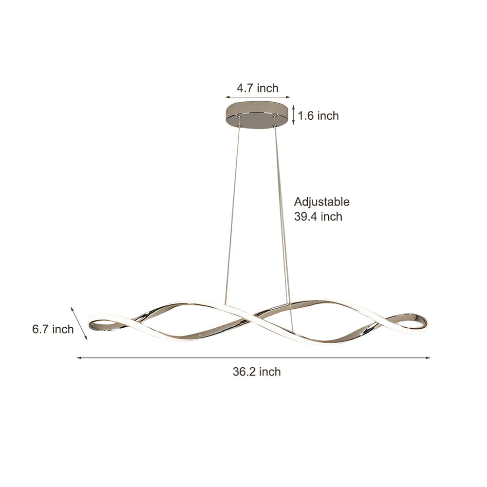 Waveform LED Linear Pendant, Plated Aluminum Wave Ceiling Light