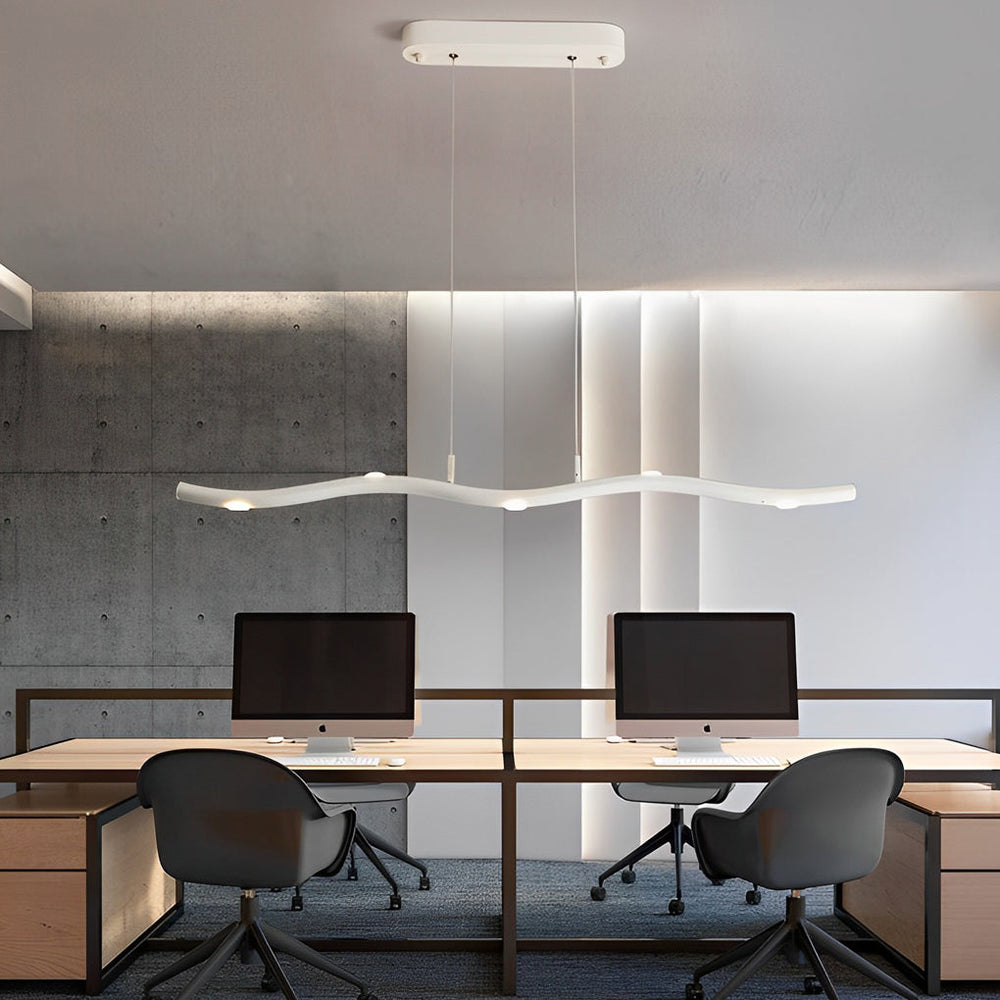 White Branch Wave LED Linear Pendant, Iron Island Ceiling Light
