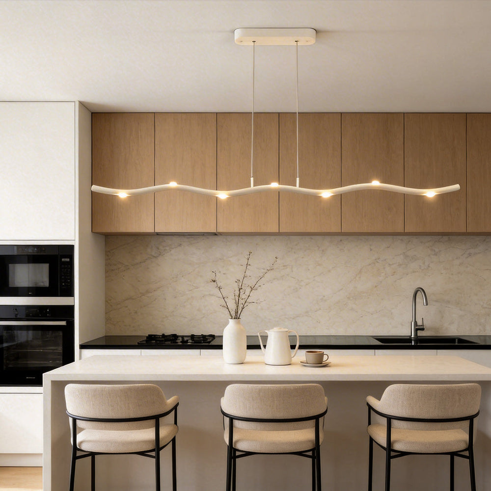 White Branch Wave LED Linear Pendant, Iron Island Ceiling Light